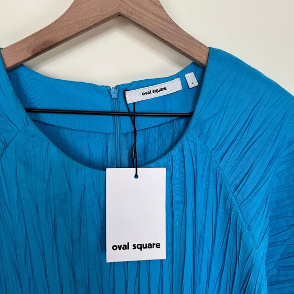 Oval Square Iggy Dress Mini Statement Barrel Sleeves Modern Disco Pleated Party - Picture 5 of 11